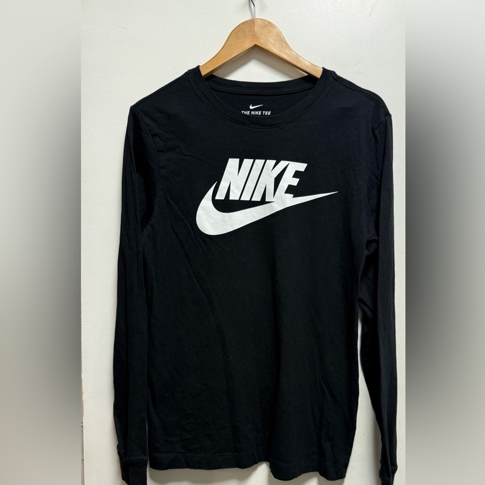 Nike Men's Black Long Sleeve Tee with White Logo